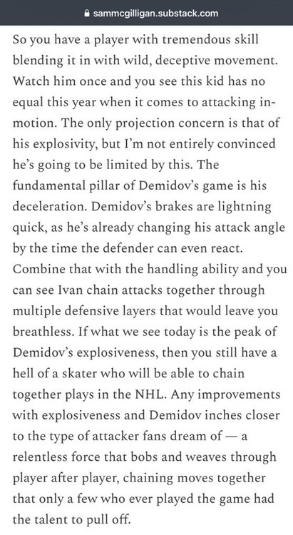 2024 Draft, Pick 5: Ivan Demidov - Page 7 - Habs & Hockey Talk ...